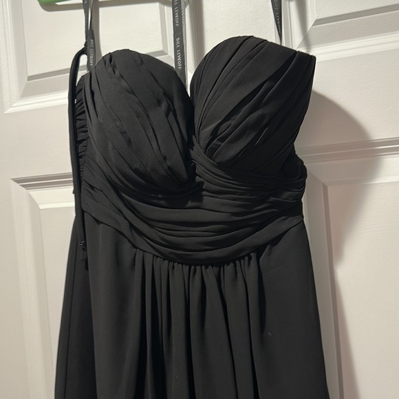 Bill Levkoff black chiffon strapless bridesmaid dress - Picture 2 of 3